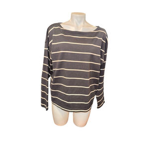 Women's Faherty Navy & White Striped Long Sleeve Boatneck Top XL